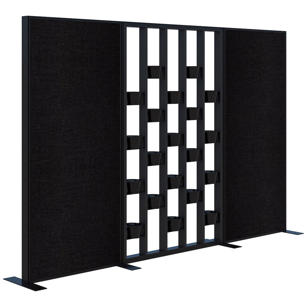 Connect 70 - Freestanding/Fabric/Planter 1890H-Office Partitons-Black with Black Frame-Keylargo Ebony-3000 mm-Commercial Traders - Office Furniture