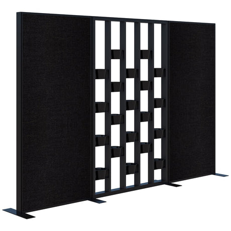 Connect 70 - Freestanding/Fabric/Planter 1890H-Office Partitons-Black with Black Frame-Keylargo Ebony-3000 mm-Commercial Traders - Office Furniture