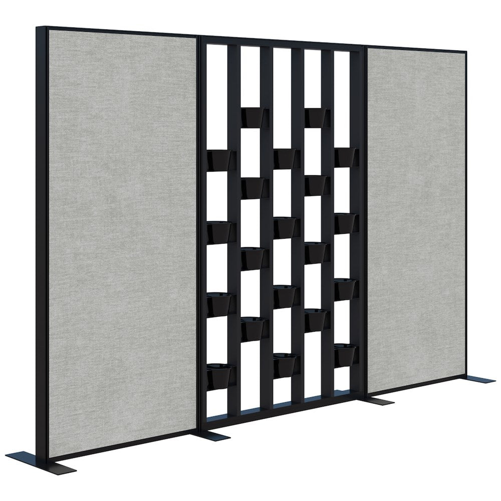 Connect 70 - Freestanding/Fabric/Planter 1890H-Office Partitons-Black with Black Frame-Keylargo Zinc-3000 mm-Commercial Traders - Office Furniture