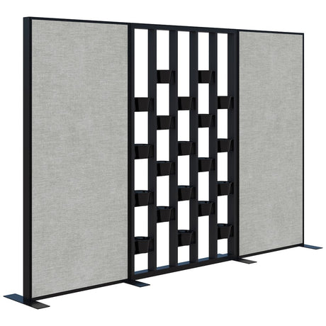 Connect 70 - Freestanding/Fabric/Planter 1890H-Office Partitons-Black with Black Frame-Keylargo Zinc-3000 mm-Commercial Traders - Office Furniture
