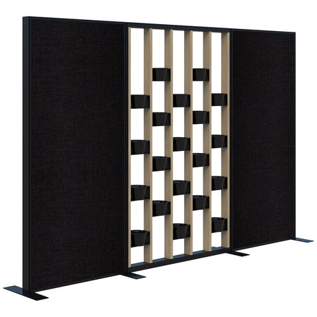 Connect 70 - Freestanding/Fabric/Planter 1890H-Office Partitons-Classic Oak with Black Frame-Keylargo Ebony-3000 mm-Commercial Traders - Office Furniture
