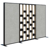 Connect 70 - Freestanding/Fabric/Planter 1890H-Office Partitons-Classic Oak with Black Frame-Keylargo Zinc-3000 mm-Commercial Traders - Office Furniture