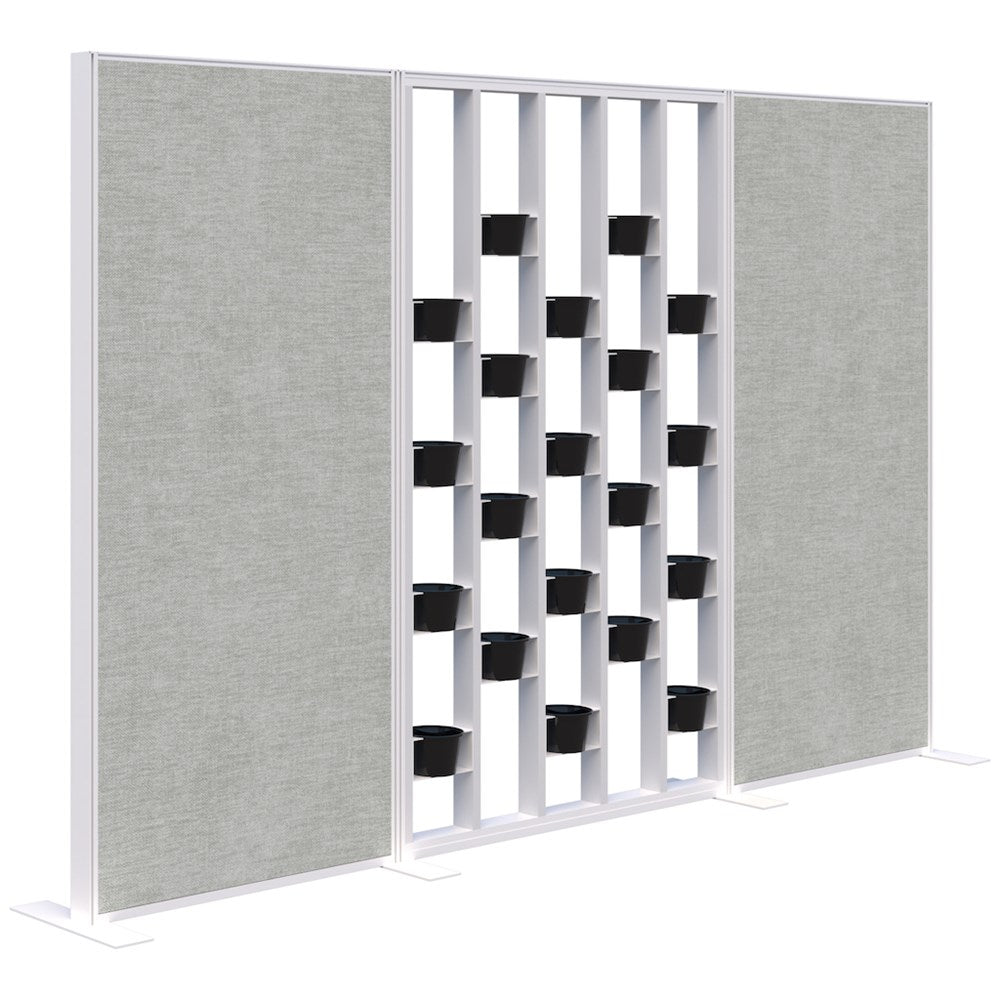Connect 70 - Freestanding/Fabric/Planter 1890H-Office Partitons-Snow Velvet with White Frame-Keylargo Zinc-3000 mm-Commercial Traders - Office Furniture