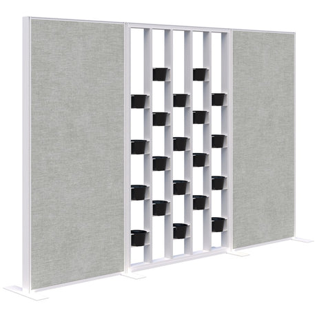 Connect 70 - Freestanding/Fabric/Planter 1890H-Office Partitons-Snow Velvet with White Frame-Keylargo Zinc-3000 mm-Commercial Traders - Office Furniture