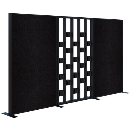 Connect 70 - Freestanding/Fabric/Planter 1890H-Office Partitons-Black with Black Frame-Keylargo Ebony-3600 mm-Commercial Traders - Office Furniture