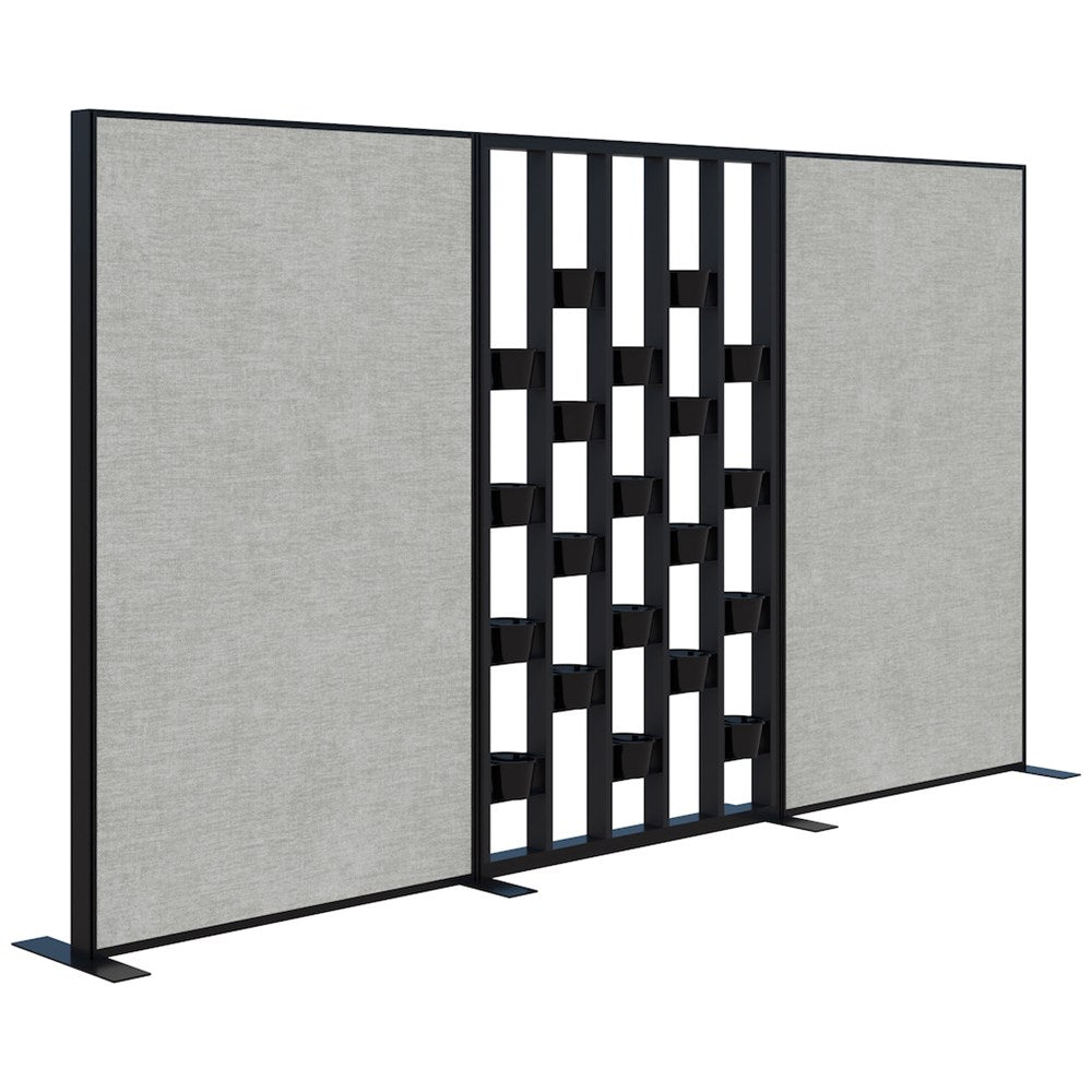 Connect 70 - Freestanding/Fabric/Planter 1890H-Office Partitons-Black with Black Frame-Keylargo Zinc-3600 mm-Commercial Traders - Office Furniture
