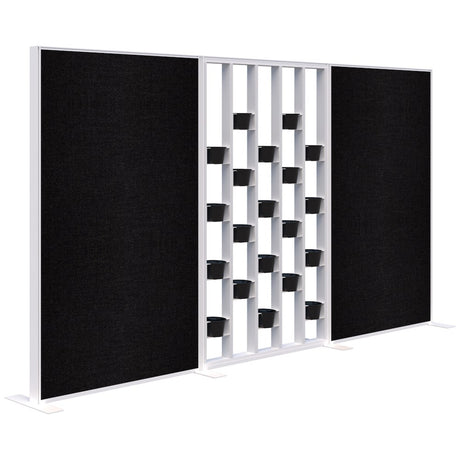 Connect 70 - Freestanding/Fabric/Planter 1890H-Office Partitons-Snow Velvet with White Frame-Keylargo Ebony-3600 mm-Commercial Traders - Office Furniture