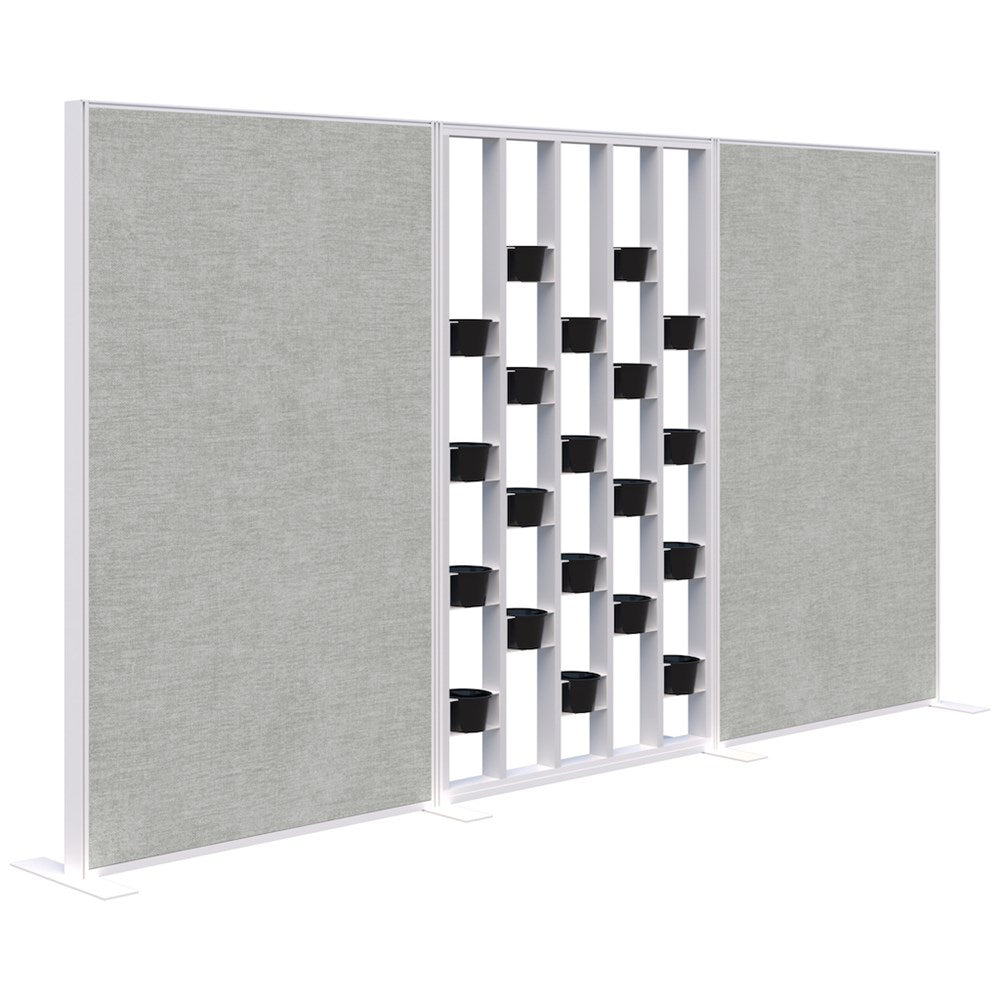 Connect 70 - Freestanding/Fabric/Planter 1890H-Office Partitons-Snow Velvet with White Frame-Keylargo Zinc-3600 mm-Commercial Traders - Office Furniture