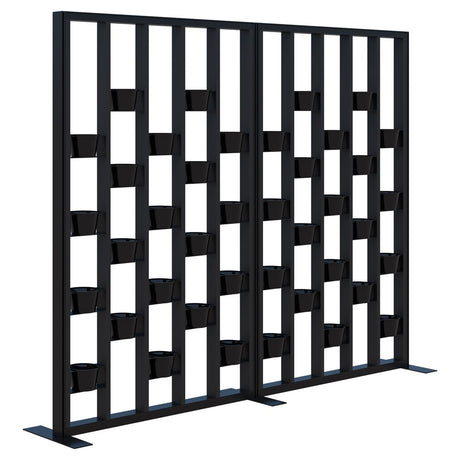 Connect 70 - Freestanding Plant Wall Black Pots 1890H-Office Partitons-Black-Black-2400 wide-Commercial Traders - Office Furniture