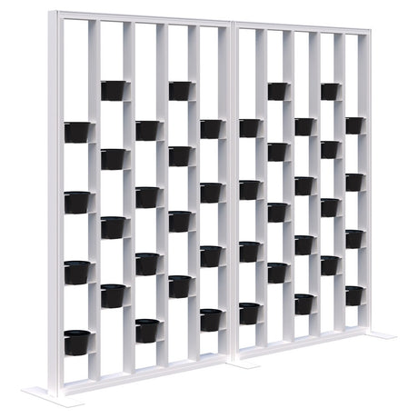 Connect 70 - Freestanding Plant Wall Black Pots 1890H-Office Partitons-Snow Velvet-White-2400 wide-Commercial Traders - Office Furniture