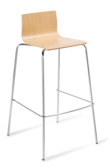 Mix Cruise Bar Stool-Lunchroon Chairs-Natural Beech-4 Leg-Chrome-Commercial Traders - Office Furniture