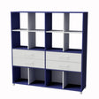 Storage Unit 12 Cube 4 Drawer-Education Furniture-Blue/White-Commercial Traders - Office Furniture