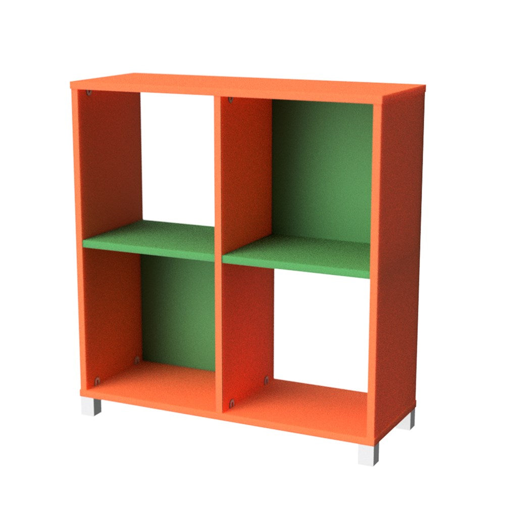 Storage Unit 4 Cube-Education Furniture-Orange/Green-Commercial Traders - Office Furniture