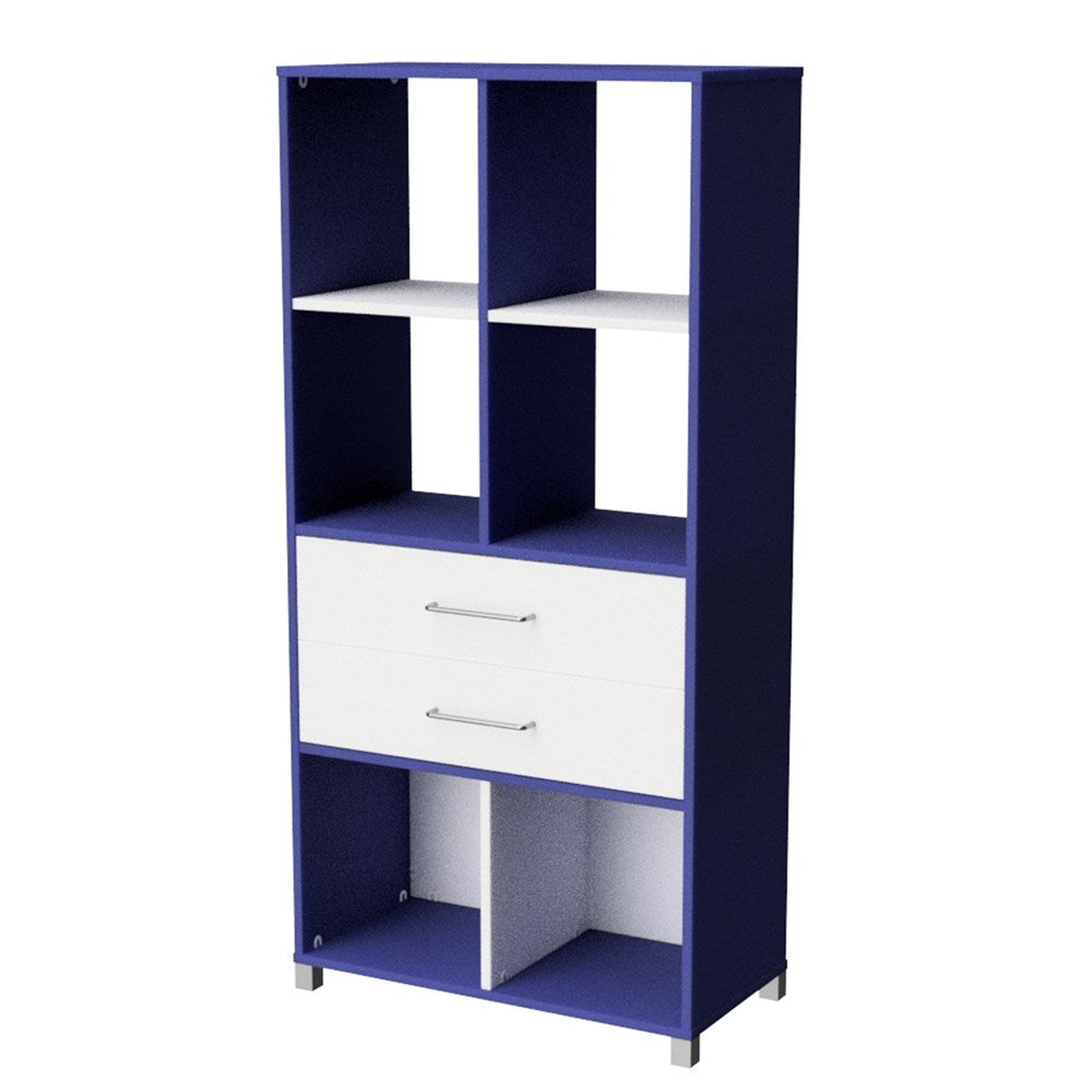 Storage Unit 6 Cube 2 Drawer-Education Furniture-Blue/White-Commercial Traders - Office Furniture