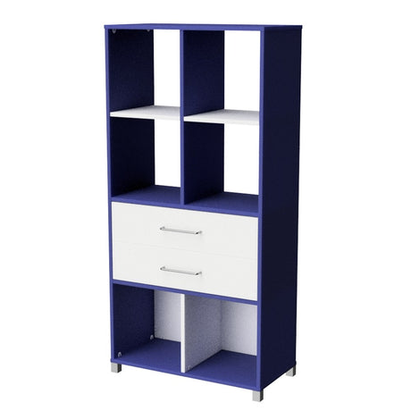 Storage Unit 6 Cube 2 Drawer-Education Furniture-Blue/White-Commercial Traders - Office Furniture