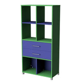 Storage Unit 6 Cube 2 Drawer-Education Furniture-Green/Blue-Commercial Traders - Office Furniture