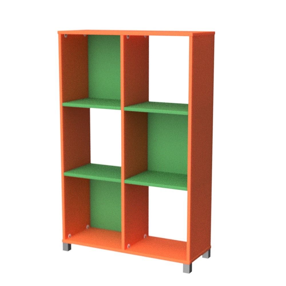 Storage Unit 6 Cube-Education Furniture-Orange/Green-Commercial Traders - Office Furniture