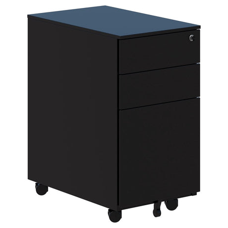 Cube Slim Metal Mobile Pedestal-Storage-Black-Commercial Traders - Office Furniture