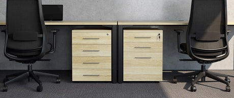 Cubit Under Desk Drawers-Storage-Silver-2 Drawer and File-Black-Commercial Traders - Office Furniture