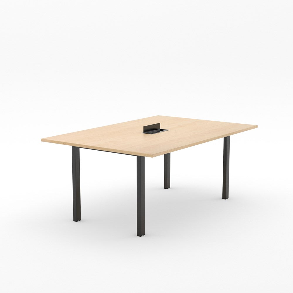 ALTI Meeting Table 1800 x 1200 - Cable Management-Meeting Room Furniture-Affinity Maple-Black-North Island-Commercial Traders - Office Furniture