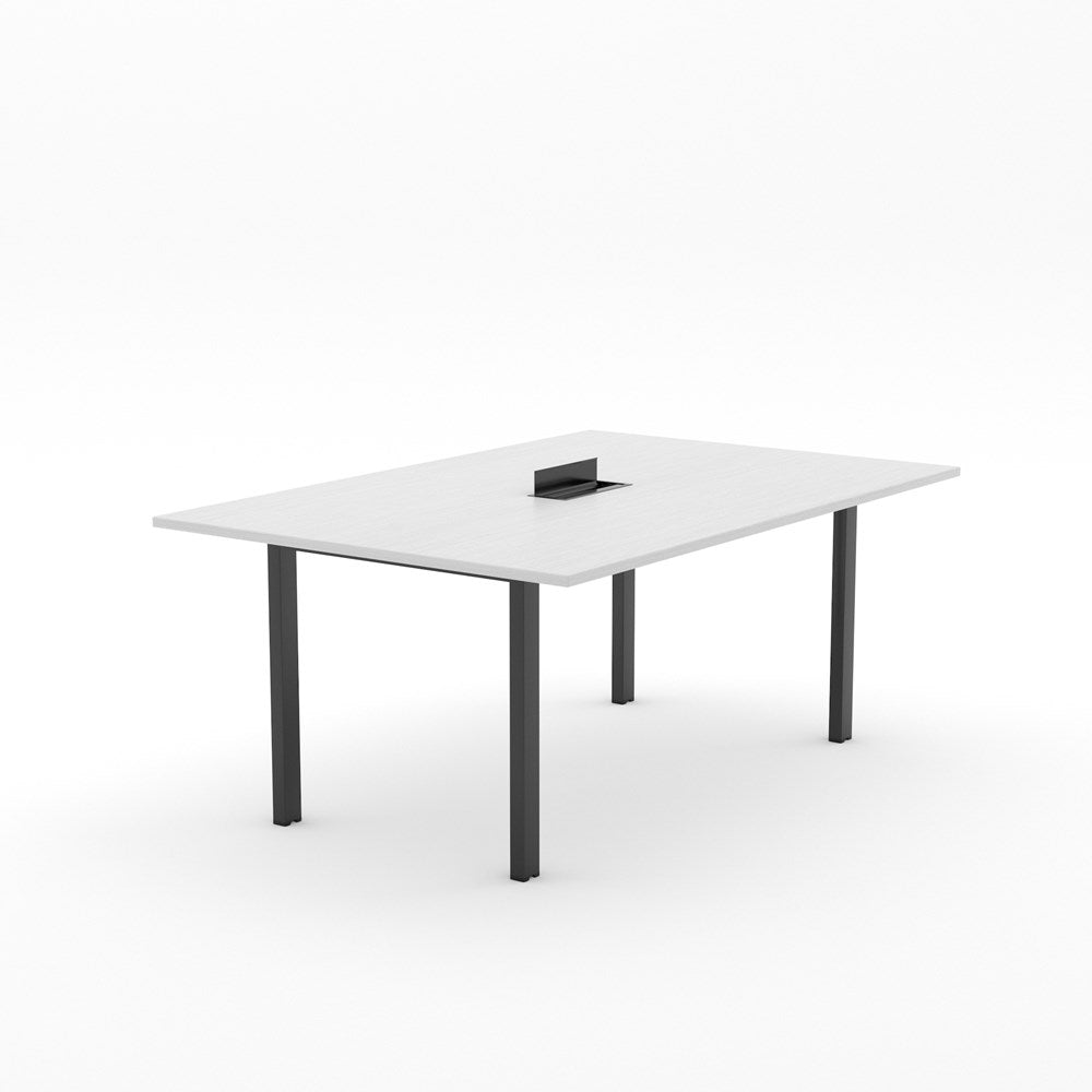 ALTI Meeting Table 1800 x 1200 - Cable Management-Meeting Room Furniture-Silver Strata-Black-North Island-Commercial Traders - Office Furniture