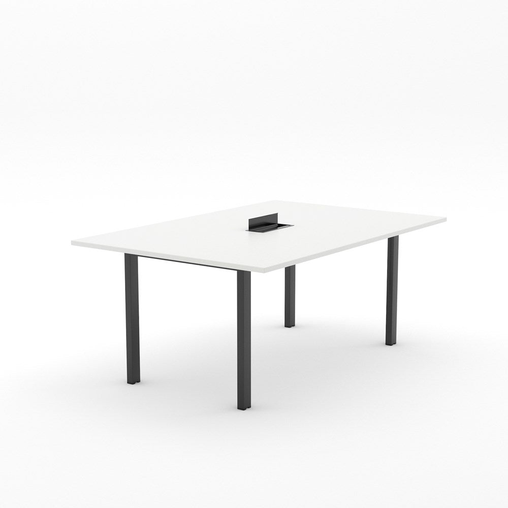 ALTI Meeting Table 1800 x 1200 - Cable Management-Meeting Room Furniture-Snowdrift-Black-North Island-Commercial Traders - Office Furniture