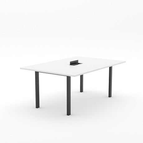 ALTI Meeting Table 1800 x 1200 - Cable Management-Meeting Room Furniture-Snowdrift-Black-North Island-Commercial Traders - Office Furniture