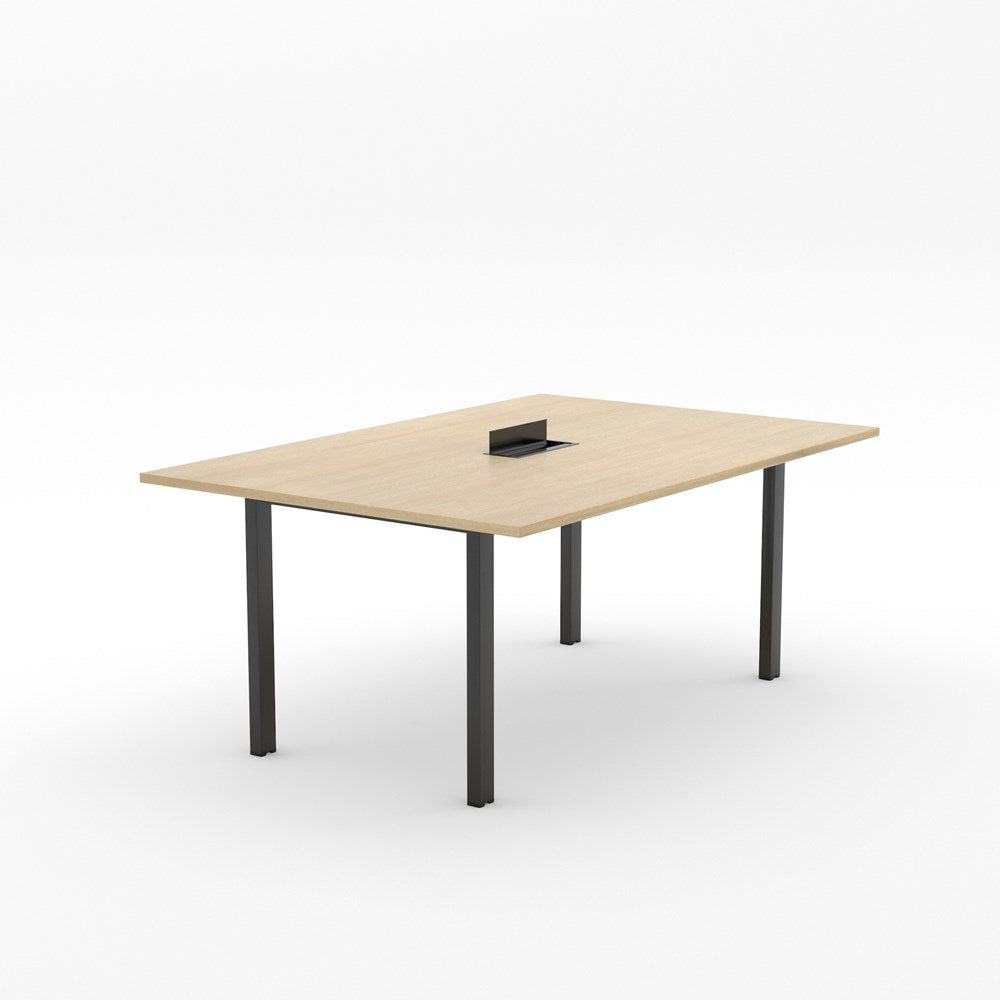 ALTI Meeting Table 1800 x 1200 - Cable Management-Meeting Room Furniture-Refined Oak-Black-North Island-Commercial Traders - Office Furniture