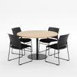 Essentials Meeting Table 1200 dia with Magnus Padded Chair Package-Meeting Room Furniture-Affinity Maple-Black Disc-North Island Delivery-Commercial Traders - Office Furniture