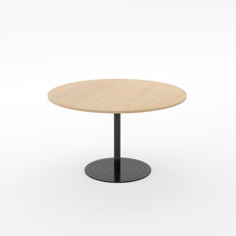 Essentials Meeting Table 1000 dia Disc Base-Meeting Room Furniture-Affinity Maple-Black-North Island-Commercial Traders - Office Furniture