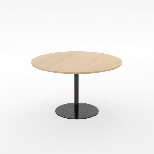 Essentials Meeting Table 1000 dia Disc Base-Meeting Room Furniture-Affinity Maple-Black-North Island-Commercial Traders - Office Furniture