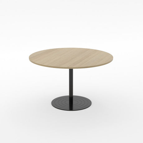 Essentials Meeting Table 900 dia Disc Base-Meeting Room Furniture-Affinity Maple-Black-North Island-Commercial Traders - Office Furniture