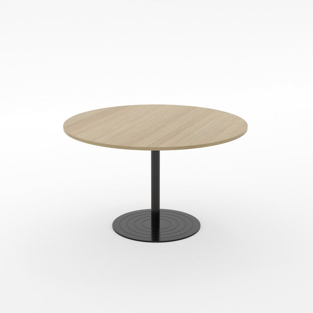 Essentials Meeting Table 900 dia Disc Base-Meeting Room Furniture-Affinity Maple-Black-North Island-Commercial Traders - Office Furniture