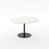 Essentials Meeting Table 1200 dia Disc Base-Meeting Room Furniture-Snowdrift-Black-North Island-Commercial Traders - Office Furniture