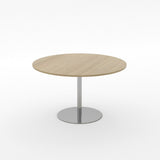 Essentials Meeting Table 1200 dia Disc Base-Meeting Room Furniture-Classic Oak-Brushed Chrome-North Island-Commercial Traders - Office Furniture