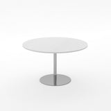 Essentials Meeting Table 1200 dia Disc Base-Meeting Room Furniture-Snowdrift-Brushed Chrome-North Island-Commercial Traders - Office Furniture