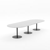 Essentials Table 3600 x 1200 - D End-Meeting Room Furniture-Snowdrift-Black Disc Base-North Island Delivery-Commercial Traders - Office Furniture