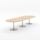 Essentials Table 3600 x 1200 - D End-Meeting Room Furniture-Affinity Maple-Brushed Chrome Disc Base-North Island Delivery-Commercial Traders - Office Furniture