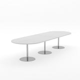 Essentials Table 3600 x 1200 - D End-Meeting Room Furniture-Silver Strata-Brushed Chrome Disc Base-North Island Delivery-Commercial Traders - Office Furniture