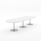 Essentials Table 3000 x 1200 - D End-Meeting Room Furniture-Snowdrift-Brushed Chrome-North Island Delivery-Commercial Traders - Office Furniture