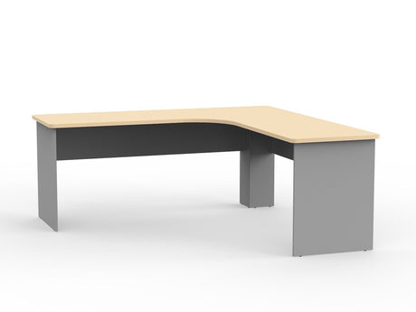 EKO Corner Desk-Desking-1800 x 1800 x 600-Nordic Maple/Silver-Commercial Traders - Office Furniture