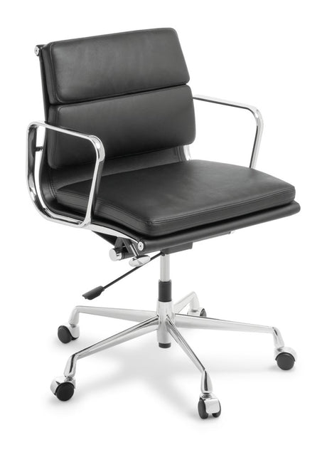 Eames Replica Softpad Mid Back-Office Chairs-Leather Look (PU Vinyl)-Chrome-Commercial Traders - Office Furniture