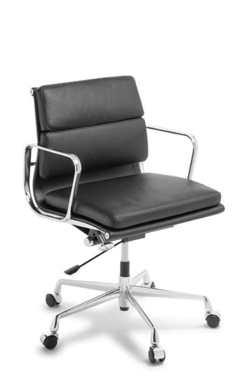 Eames Replica Softpad Mid Back-Office Chairs-Leather Look (PU Vinyl)-Chrome-Commercial Traders - Office Furniture