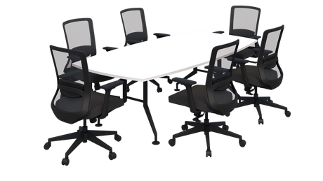 Shot Table Barrel Shape - 2400 x 1200 And Elon Chair Package-Meeting Room Furniture-Snow Velvet-Black-Commercial Traders - Office Furniture