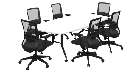 Shot Table Barrel Shape - 2400 x 1200 And Elon Chair Package-Meeting Room Furniture-Snow Velvet-Black-Commercial Traders - Office Furniture