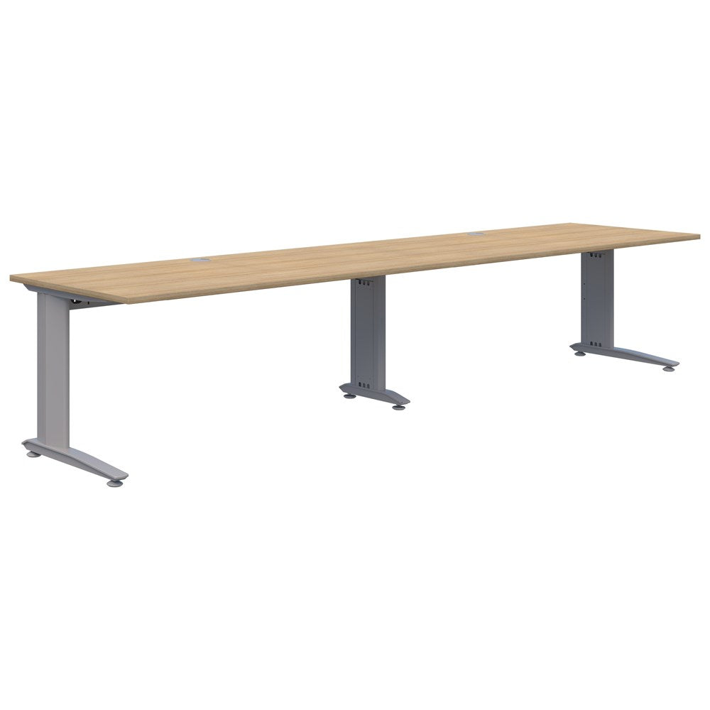 Energy Desk Inline 2 pod desk - 1200 Wide X 700 Deep-Desking-Classic Oak-Silver-Commercial Traders - Office Furniture