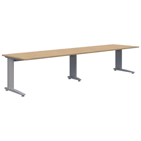 Energy Desk Inline 2 pod desk - 1800 Wide X 800 Deep-Desking-Classic Oak-Silver-Commercial Traders - Office Furniture