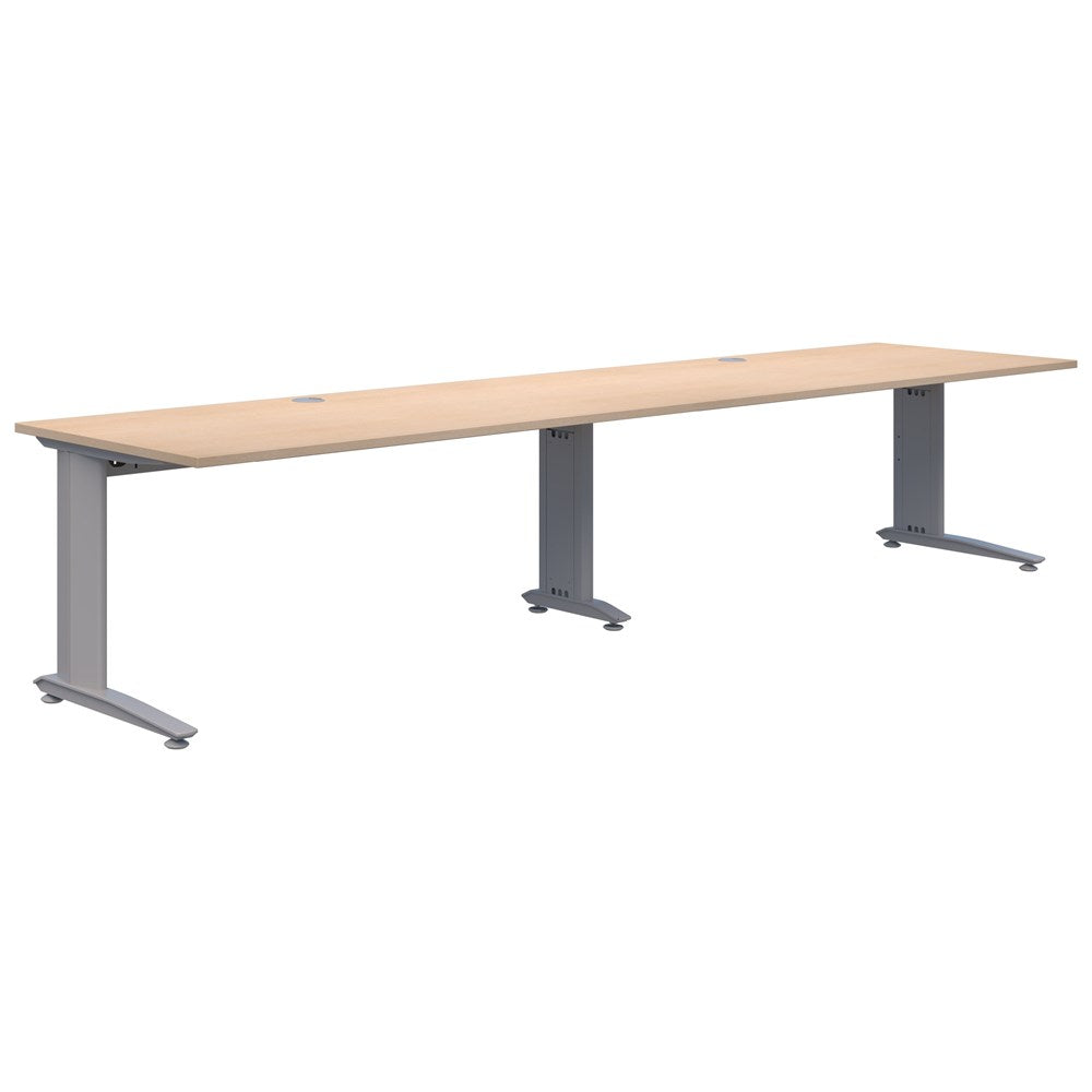 Energy Desk Inline 2 pod desk - 1200 Wide X 700 Deep-Desking-Refined Oak-Silver-Commercial Traders - Office Furniture