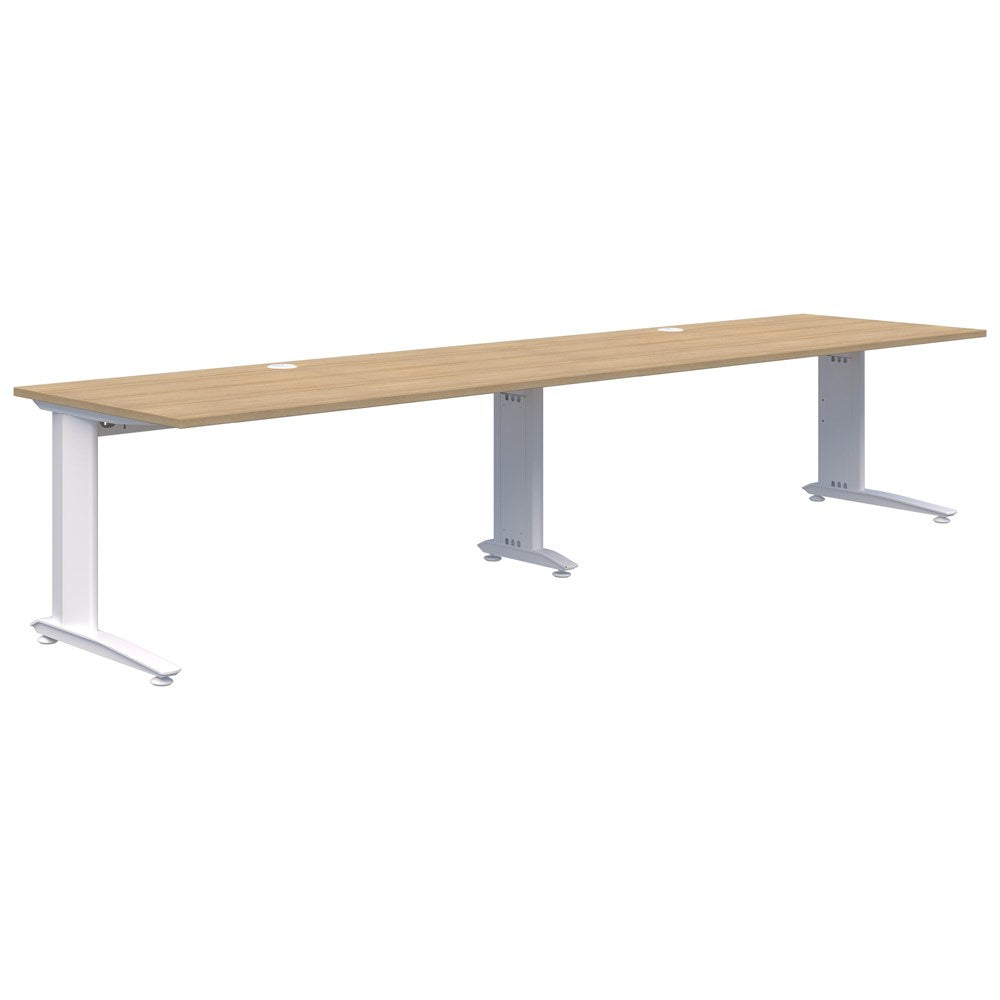 Energy Desk Inline 2 pod desk - 1200 Wide X 700 Deep-Desking-Classic Oak-White-Commercial Traders - Office Furniture