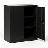 Firstline Cupboard 1016mm high, with 1 adj. shelf-Storage-Black-Commercial Traders - Office Furniture